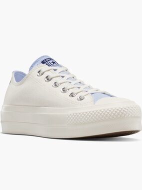 Converse Platform Low Top Sneakers in White and Light Blue